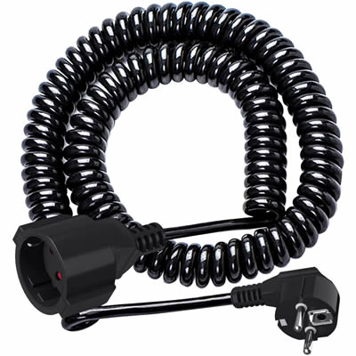 Earthing contact spiral extension cords